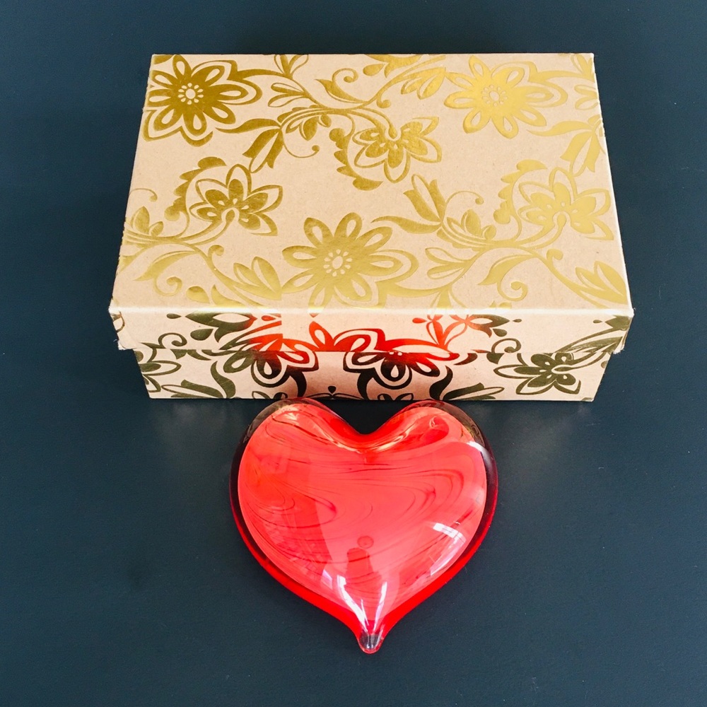 Art Glass Red Heart Love Signed Josh Fradis